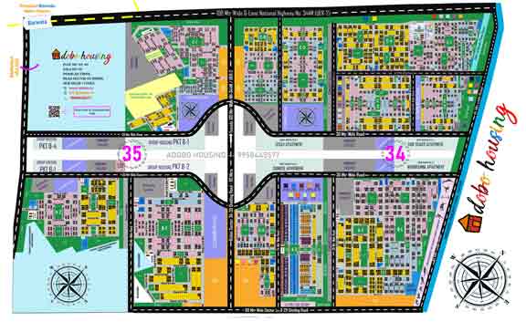 High resolution layout plan map of Rohini Sector 34 & 35
