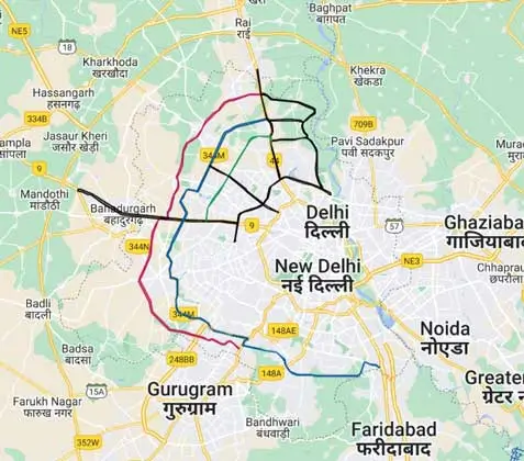 Detailed Proposed Urban Extension Road(UER)-1/2/3 Google Maps Route