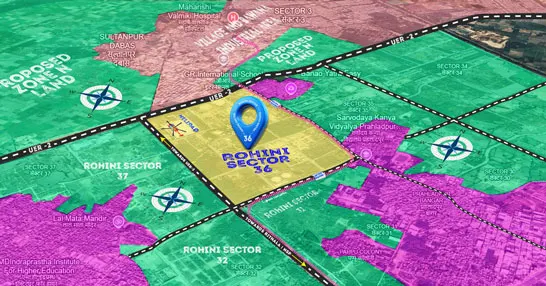 Adjacent and Nearby Areas to Sector 36 Rohini