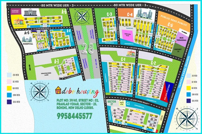 high resolution map of Rohini Sector 27 and 28