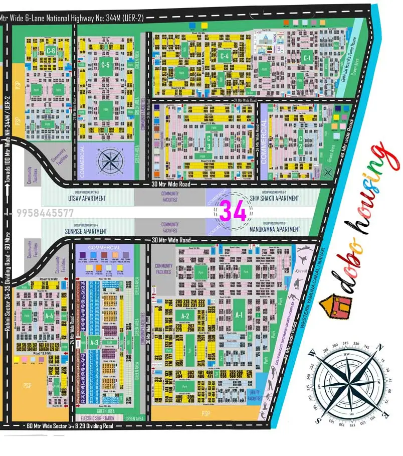 high resolution map of Rohini Sector 34